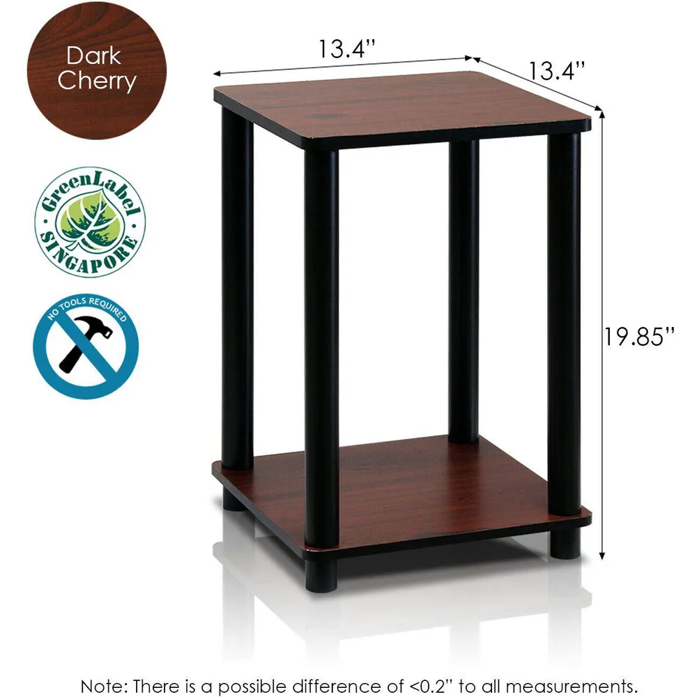 Single Shelf Turn-N-Tube End Table Set of 2 - Dark Cherry, Wood