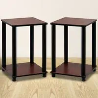 Single Shelf Turn-N-Tube End Table Set of 2 - Dark Cherry, Wood