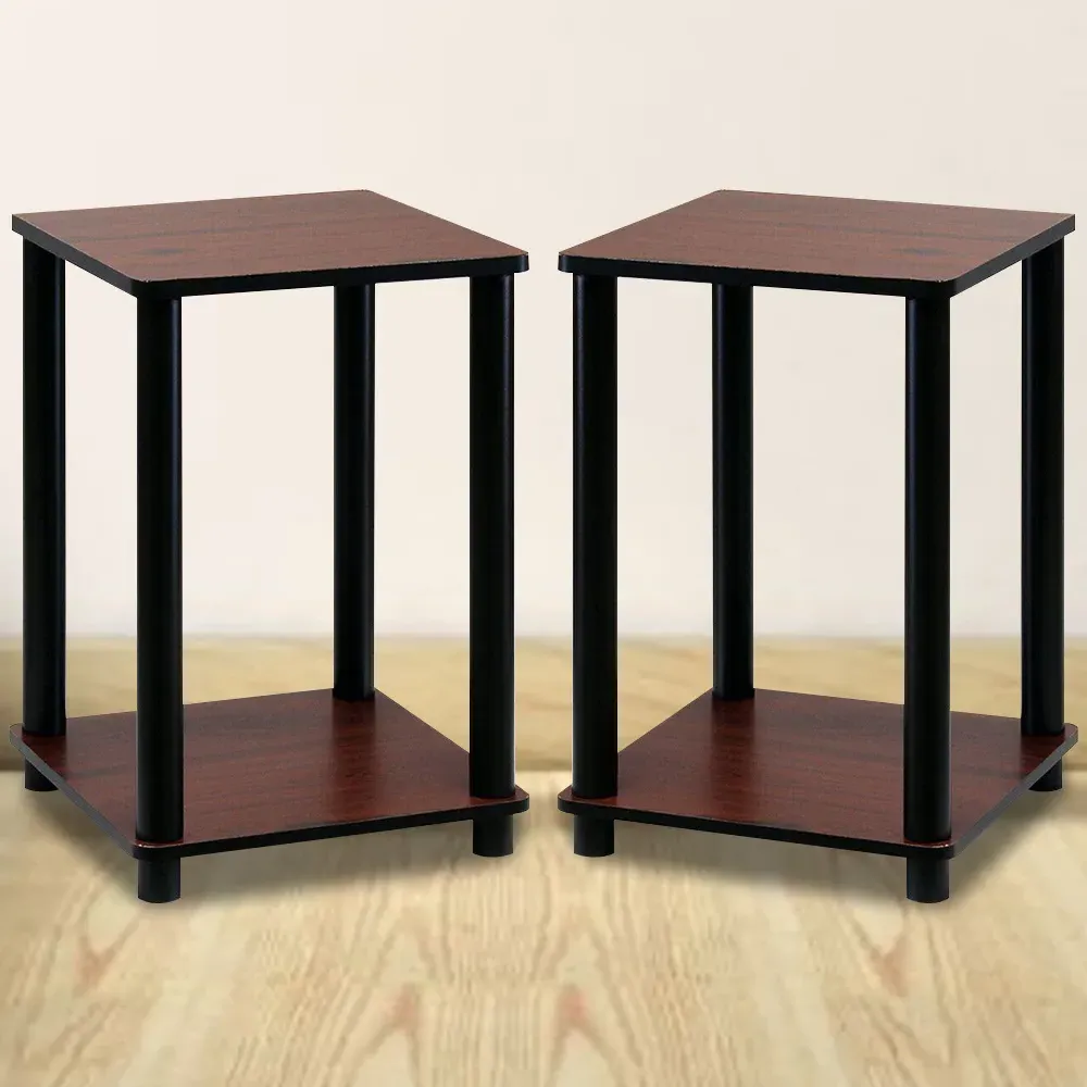Single Shelf Turn-N-Tube End Table Set of 2 - Dark Cherry, Wood