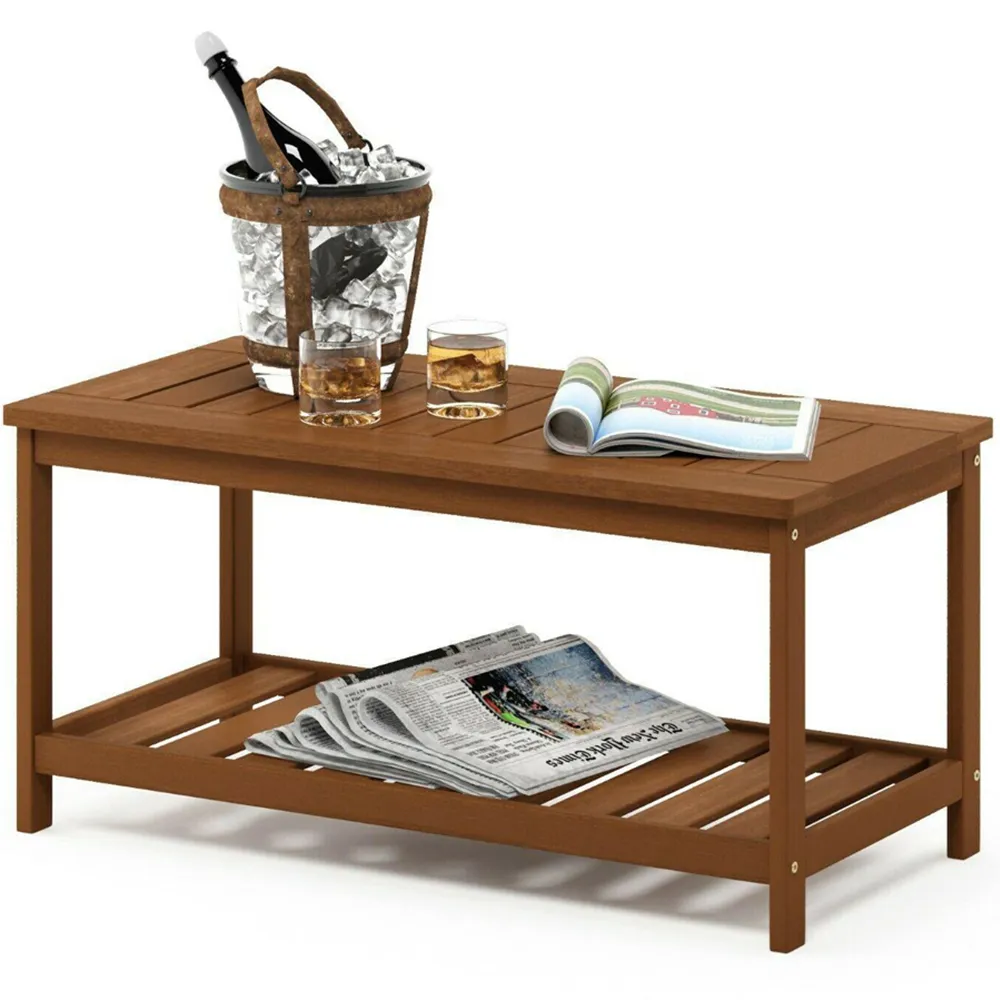 Tioman Single Shelf Coffee Table - Brown, Hardwood