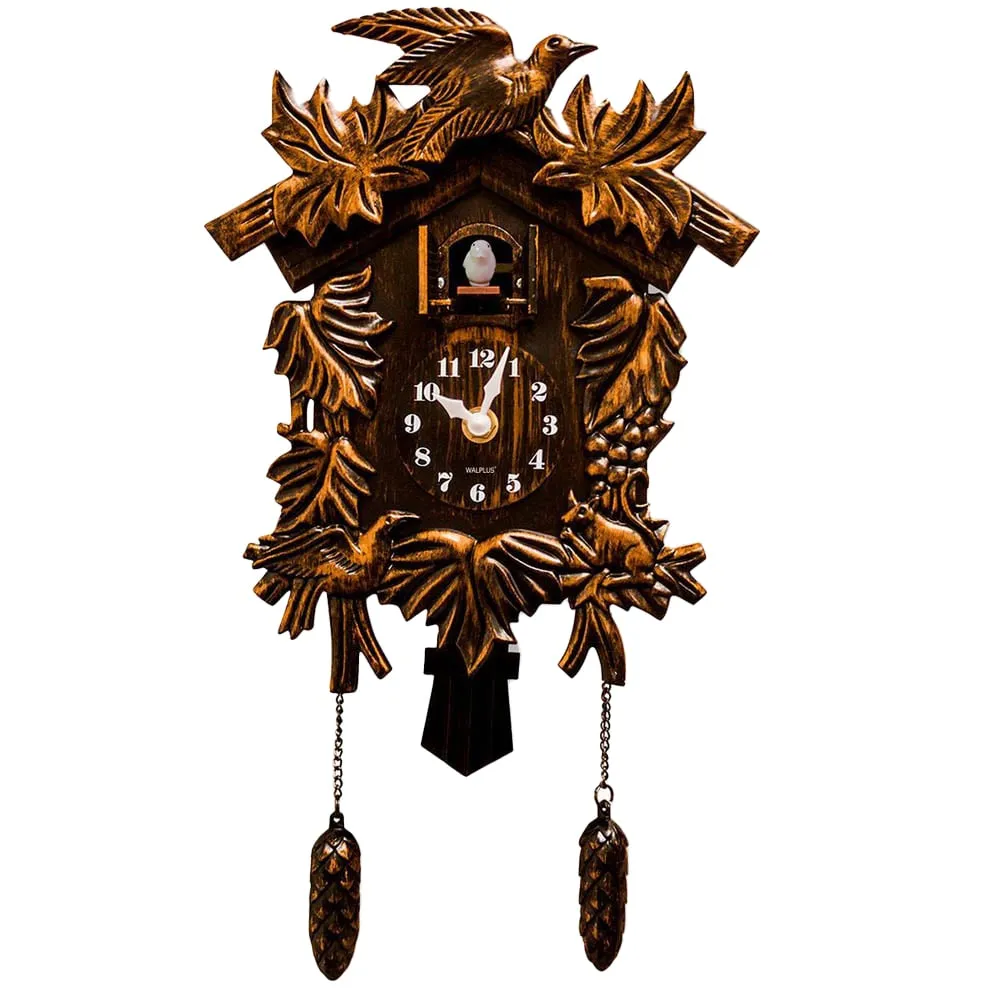 Vintage Cuckoo Clock with Pendulum - Brown, Plastic image