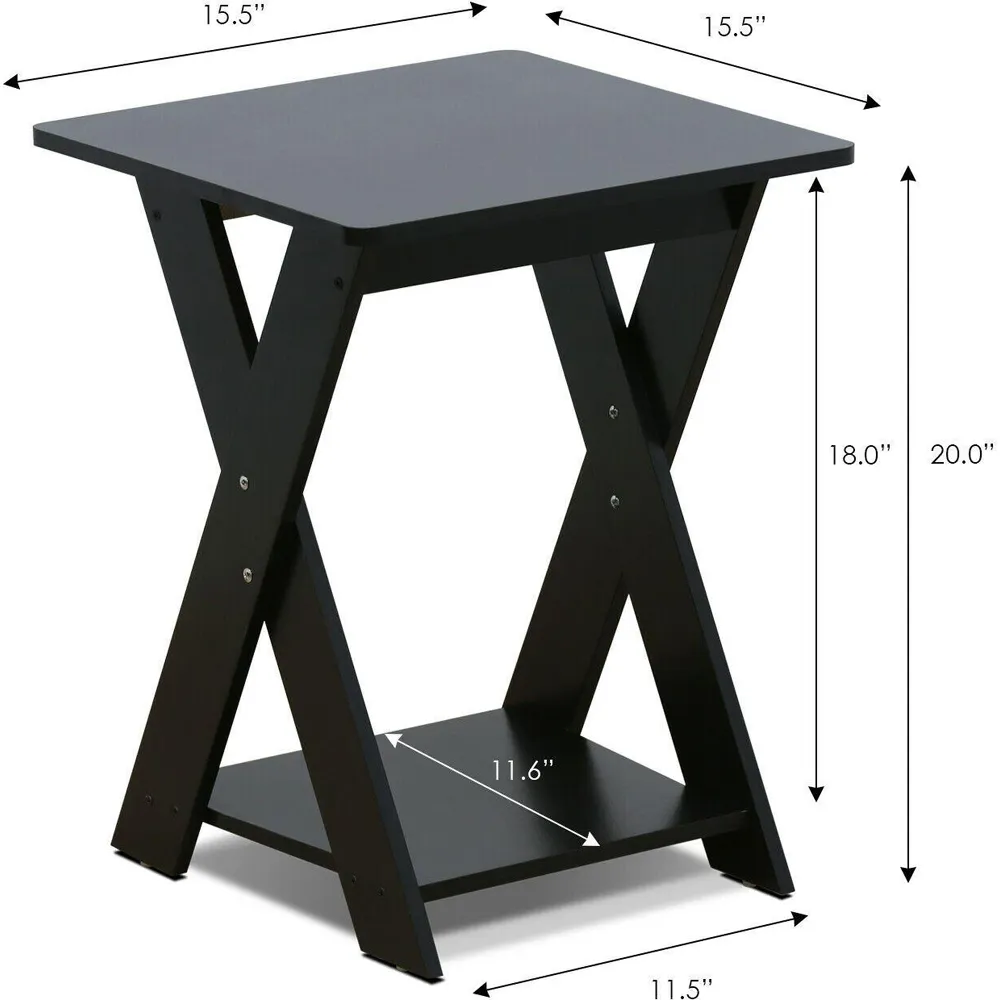 Walplus Criss Cross End Table Set of 2 - Espresso