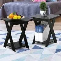 Walplus Criss Cross End Table Set of 2 - Espresso