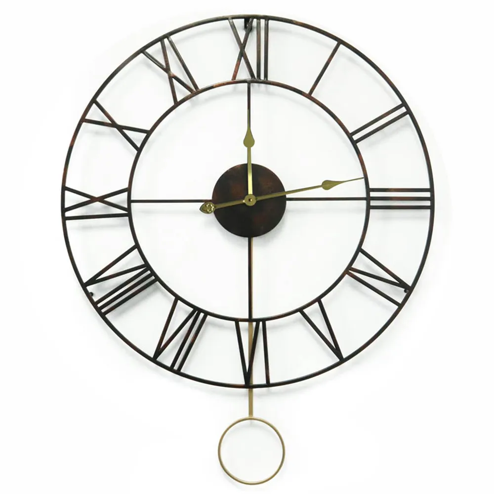 Walplus Large Roman Numeral Pendulum Wall Clock - Gold image