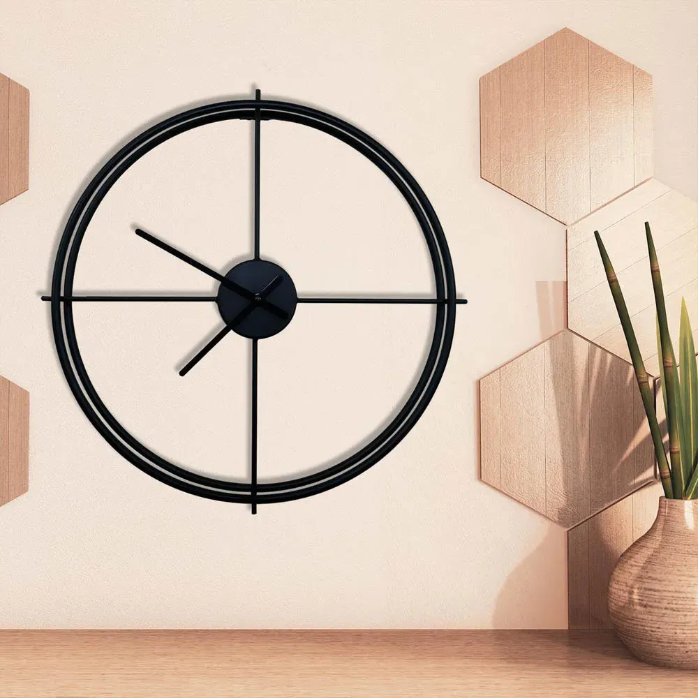 Walplus Larrys Round Wall Clock 50cm - Black