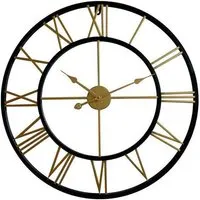 Walplus Round Wall Clock with Roman Numerals - Black, Gold