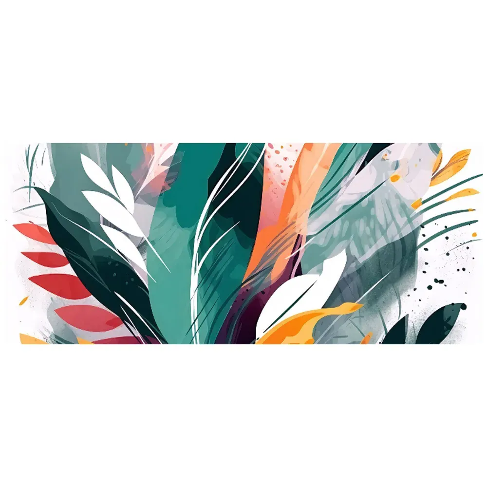 Abstract Feather Leaves Glass Bathroom Splashback - Multi