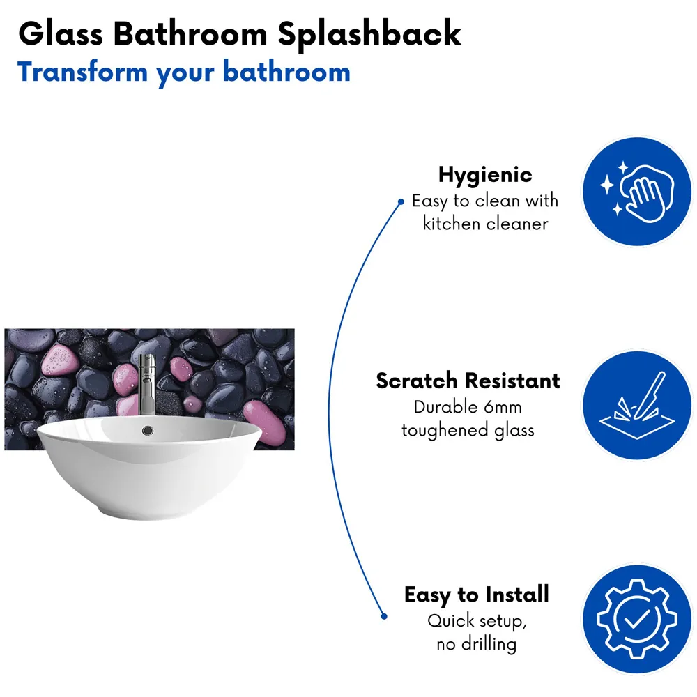 Blush and Charcoal Pebbles Bathroom Splashback - Multi