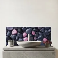 Blush and Charcoal Pebbles Bathroom Splashback - Multi