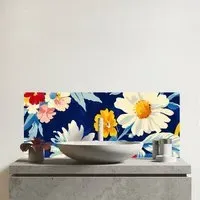 Bright Spring Flowers Glass Bathroom Splashback - Multi