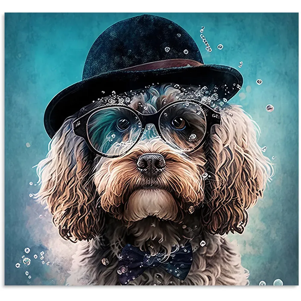 Cockapoo Dog Splashart Glass Kitchen Splashback - Multi