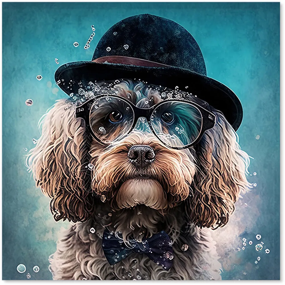 Cockapoo Dog Splashart Glass Kitchen Splashback - Multi