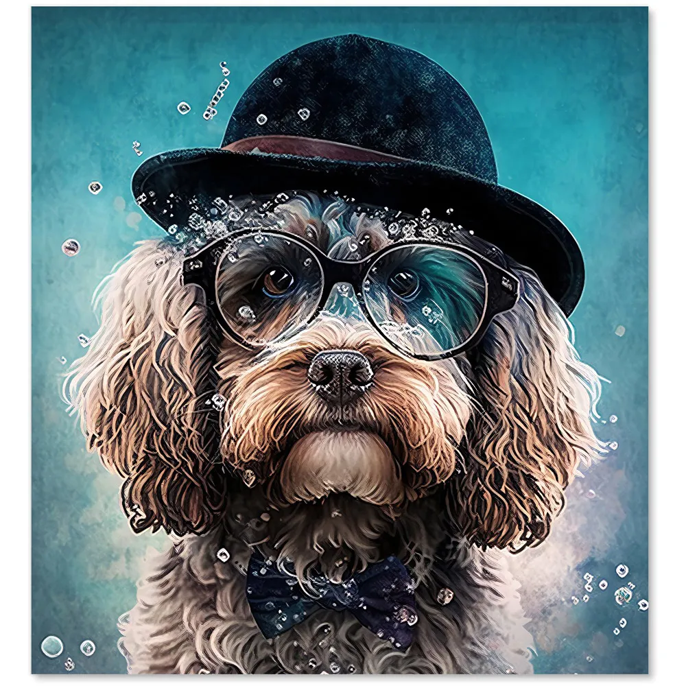 Cockapoo Dog Splashart Glass Kitchen Splashback - Multi