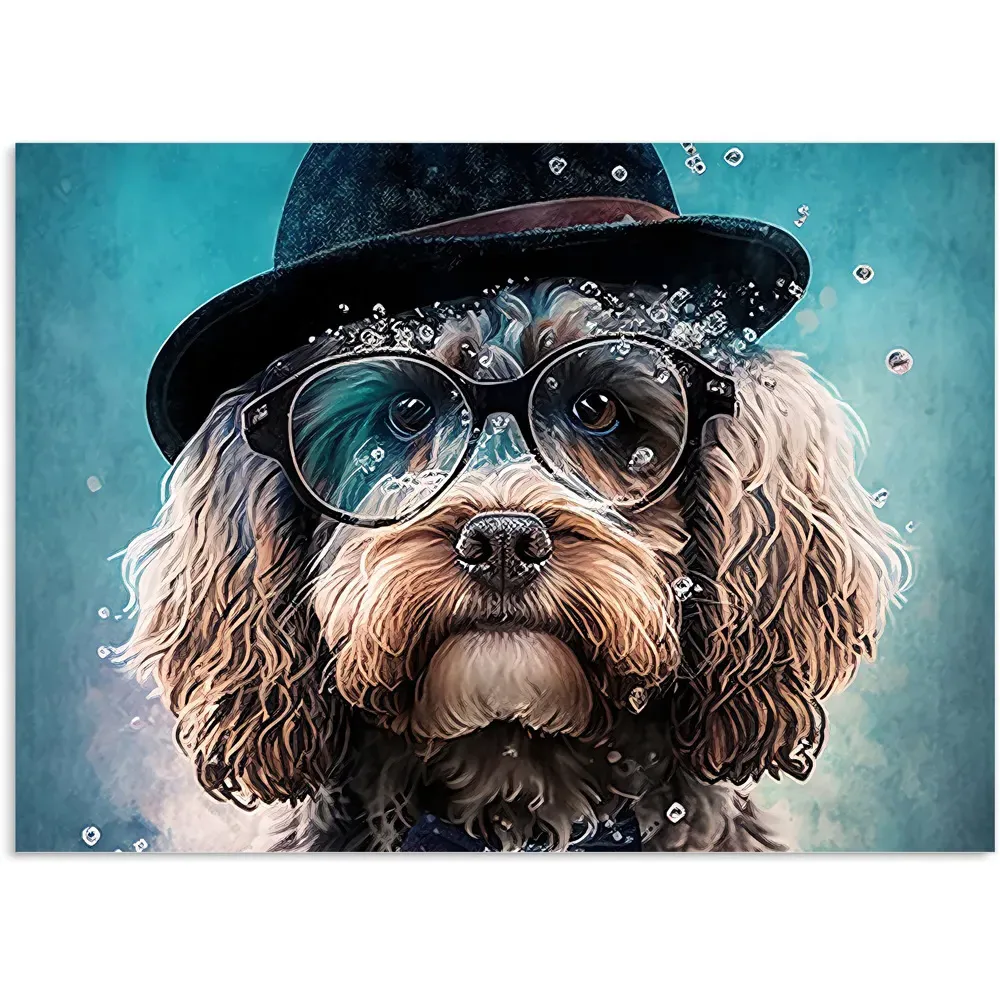 Cockapoo Dog Splashart Glass Kitchen Splashback - Multi
