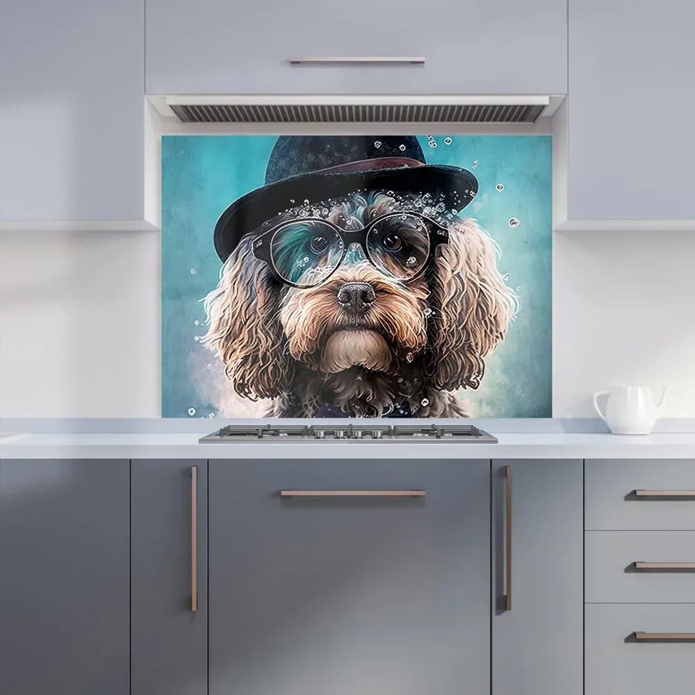 Cockapoo Dog Splashart Glass Kitchen Splashback - Multi