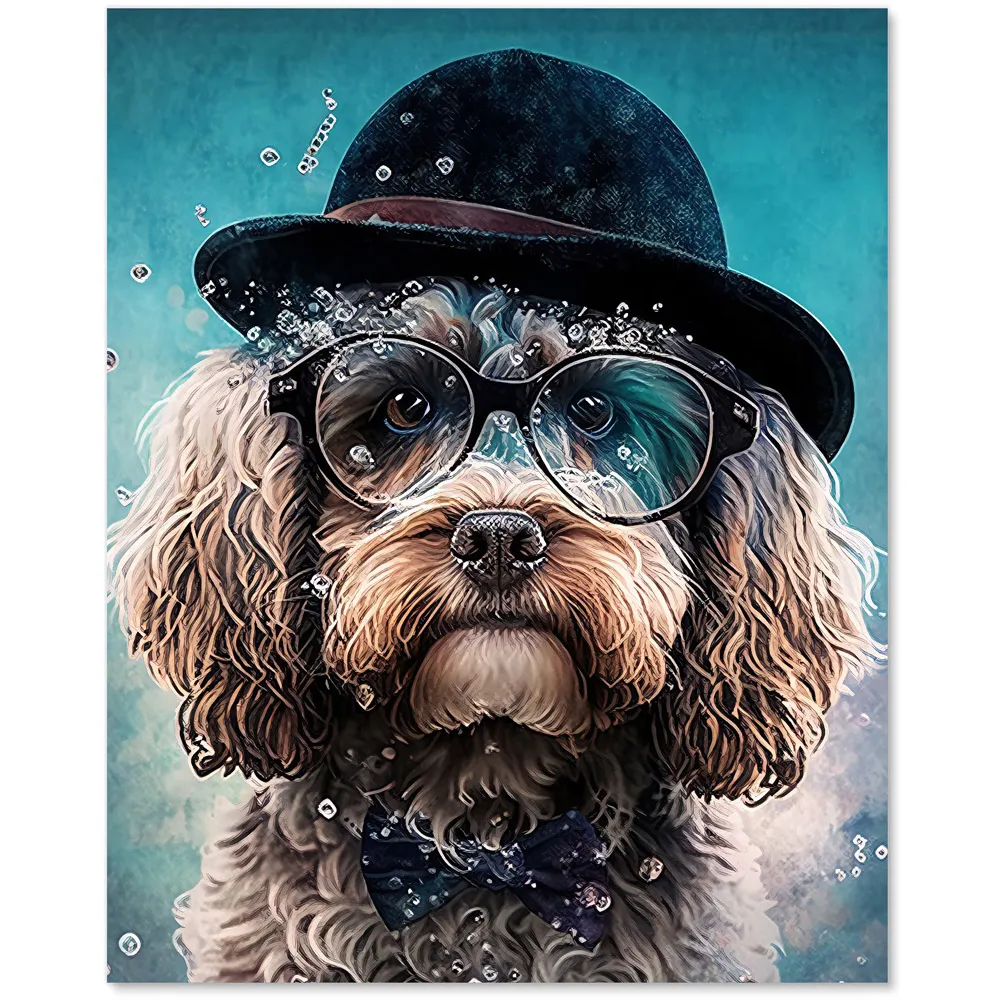 Cockapoo Dog Splashart Glass Kitchen Splashback - Multi