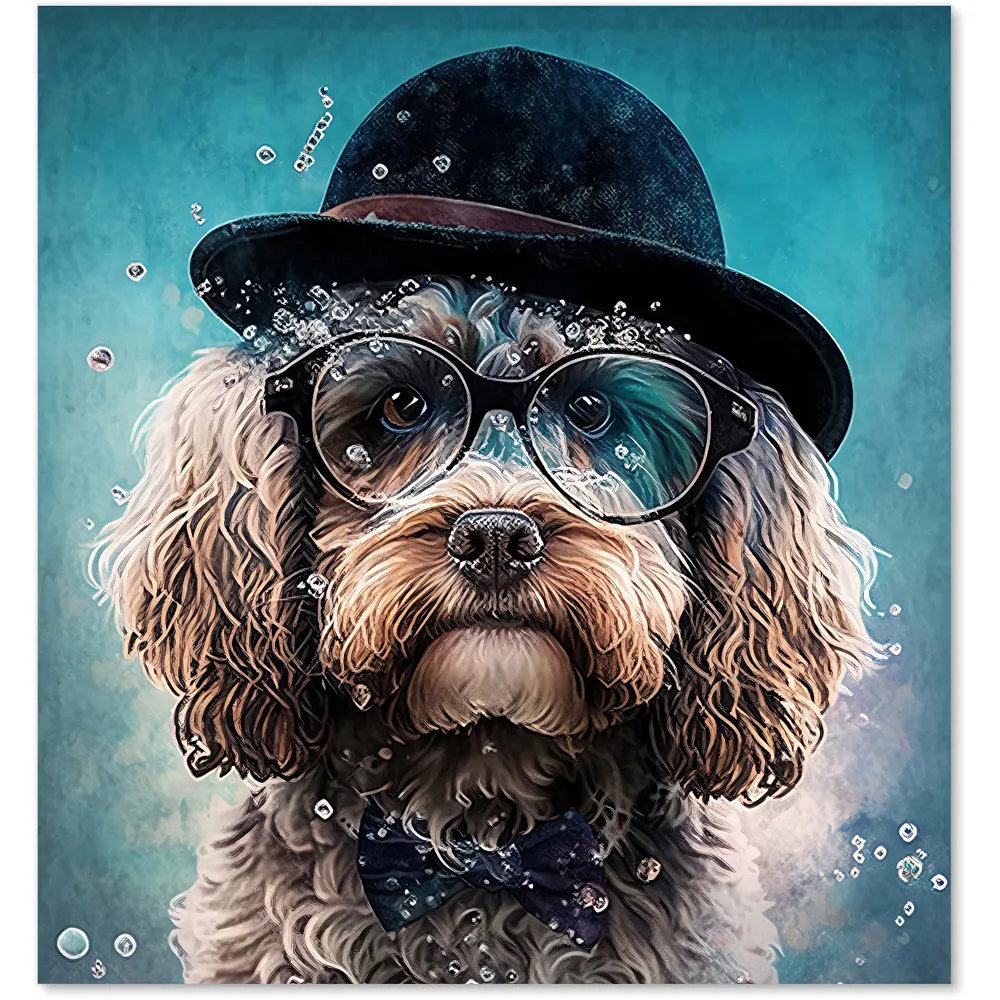 Cockapoo Dog Splashart Glass Kitchen Splashback - Multi