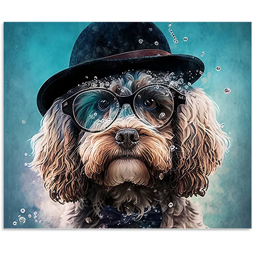 Cockapoo Dog Splashart Glass Kitchen Splashback - Multi
