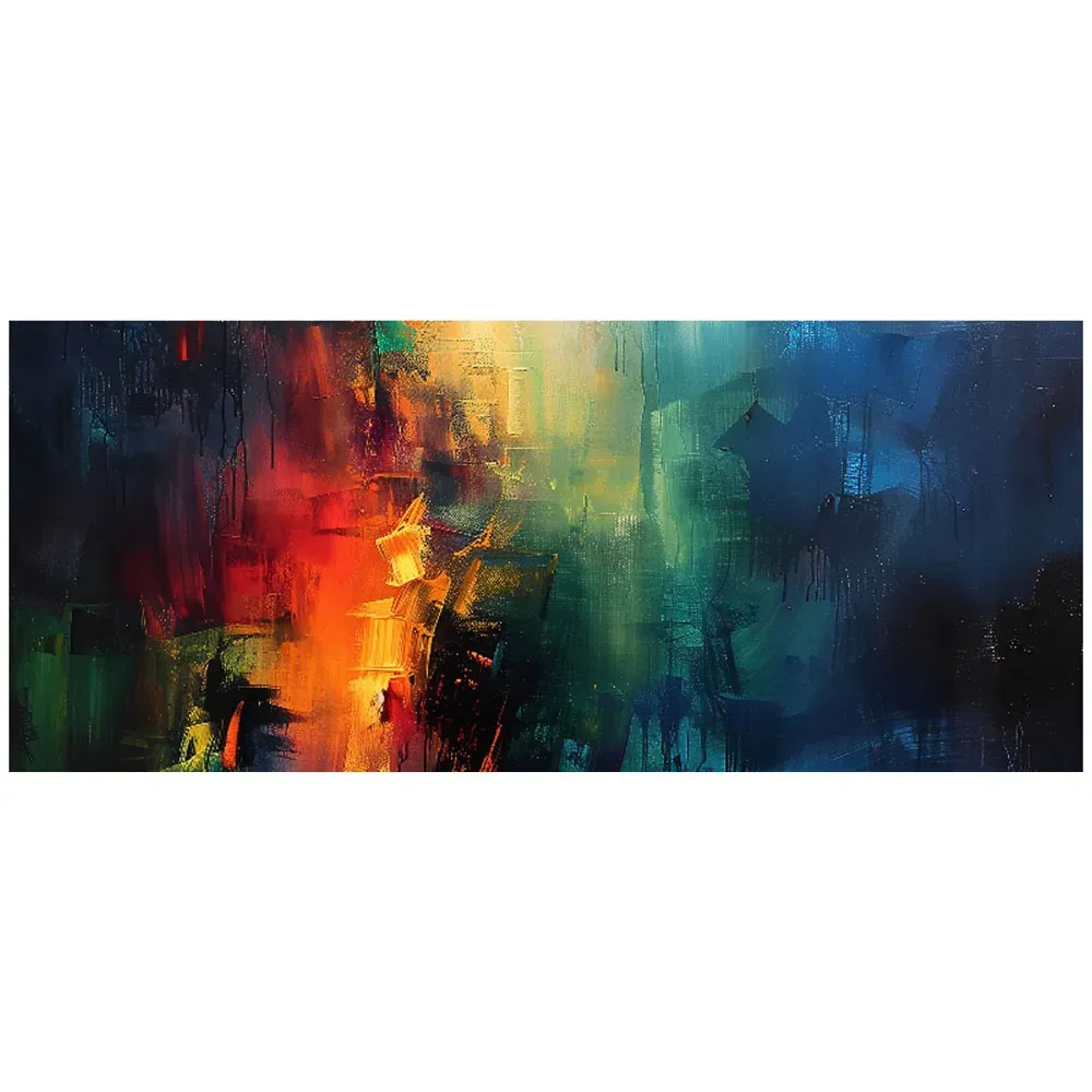 Colourful Chaos Urban Dreamscape Glass Bathroom Splashback - Multi