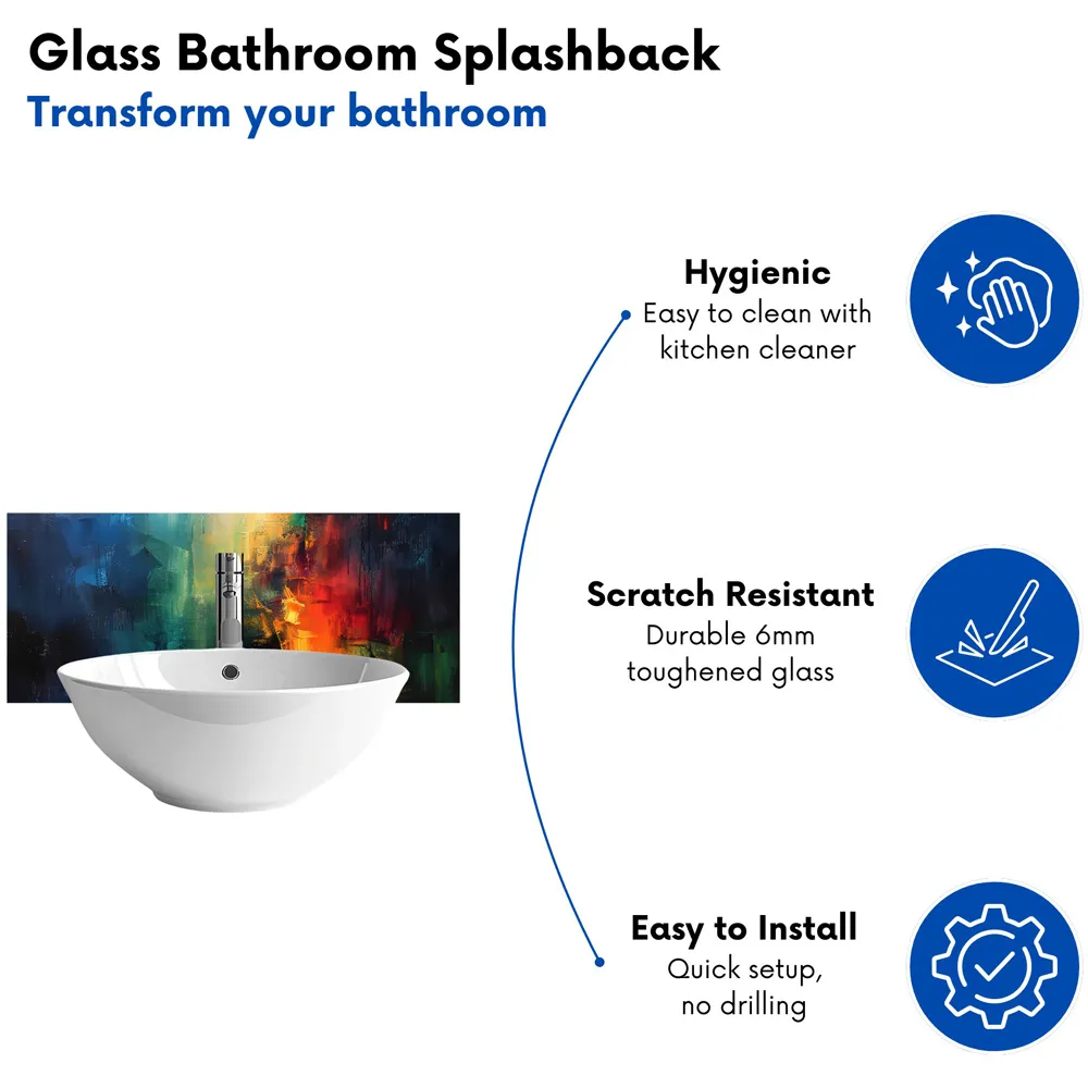 Colourful Chaos Urban Dreamscape Glass Bathroom Splashback - Multi