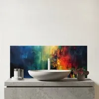 Colourful Chaos Urban Dreamscape Glass Bathroom Splashback - Multi