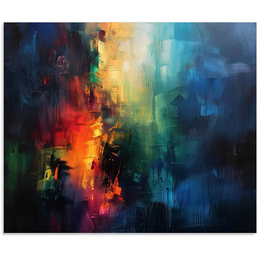 Colourful Chaos Urban Dreamscape Glass Kitchen Splashback - Multi