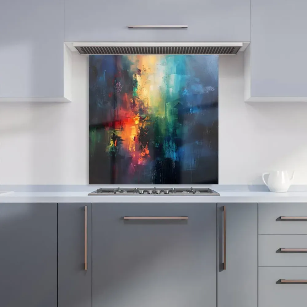 Colourful Chaos Urban Dreamscape Glass Kitchen Splashback - Multi
