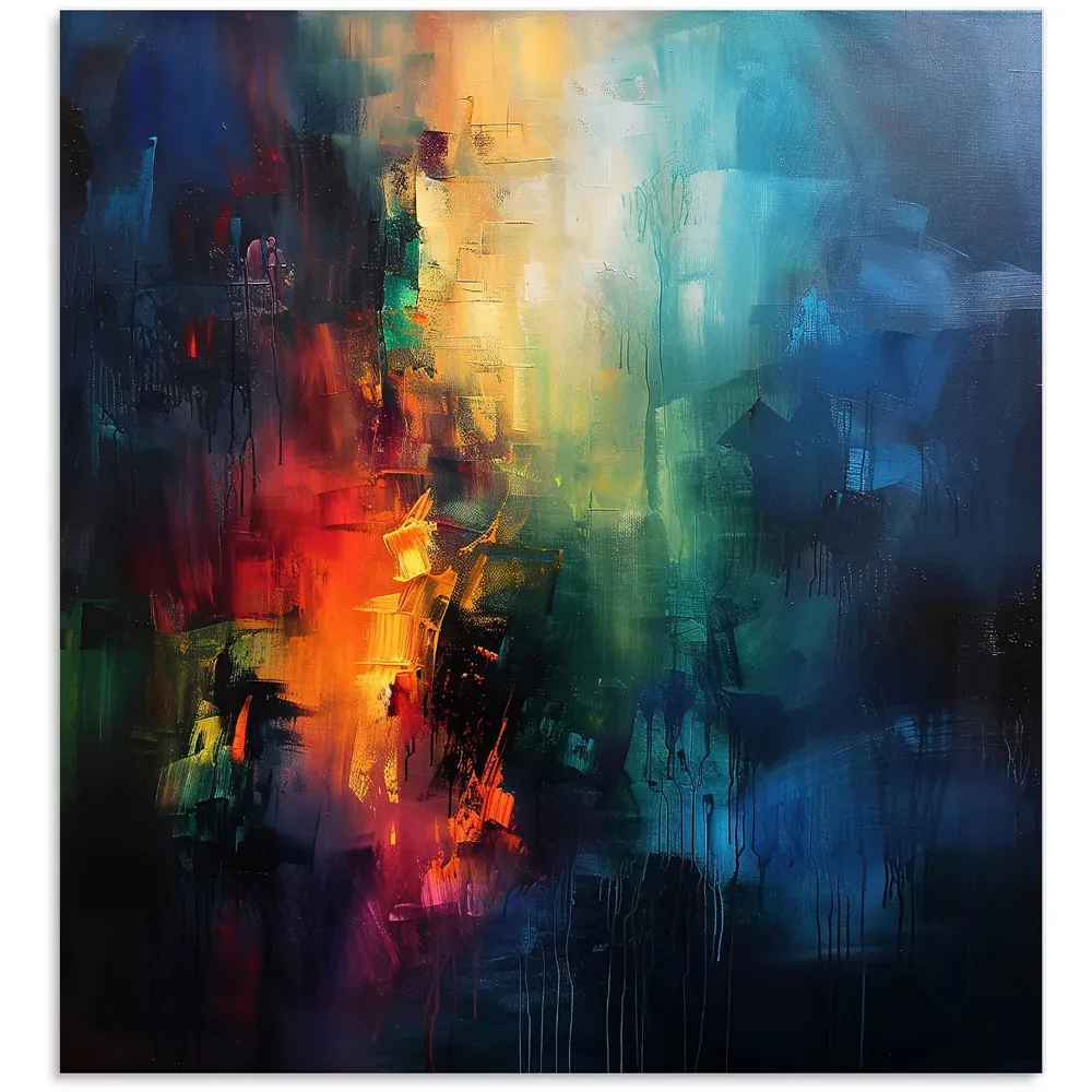 Colourful Chaos Urban Dreamscape Glass Kitchen Splashback - Multi