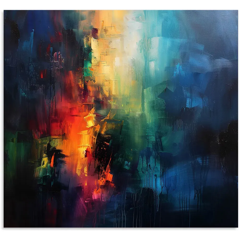 Colourful Chaos Urban Dreamscape Glass Kitchen Splashback - Multi