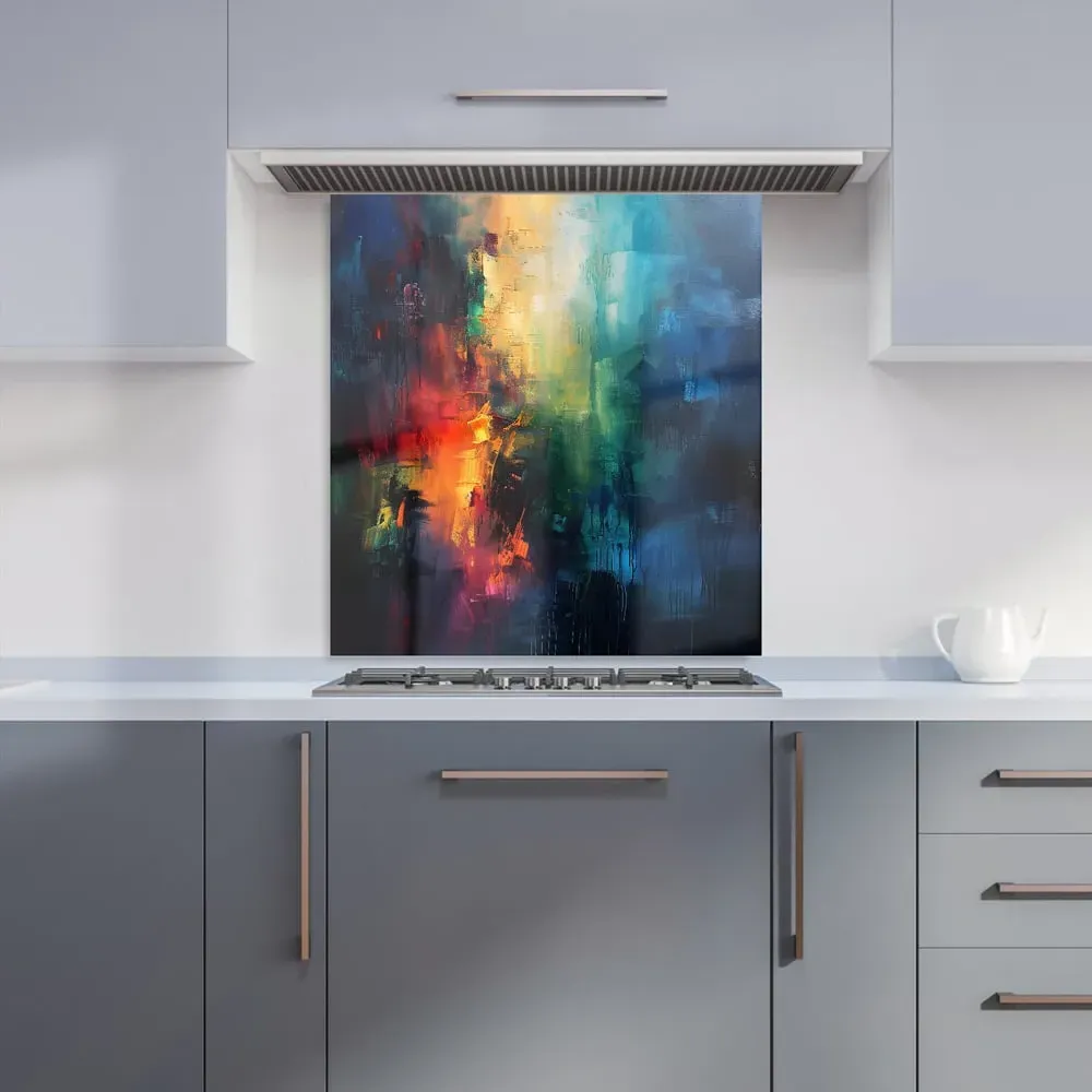 Colourful Chaos Urban Dreamscape Glass Kitchen Splashback - Multi