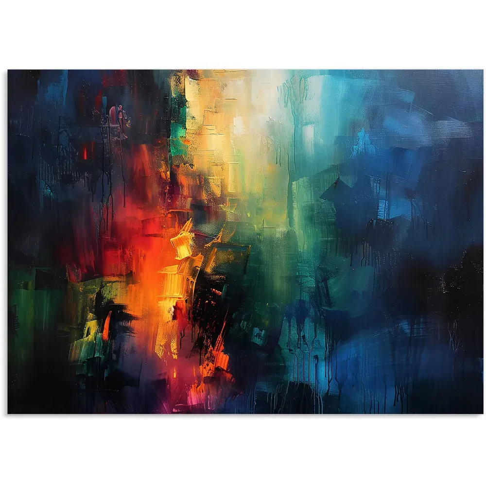 Colourful Chaos Urban Dreamscape Glass Kitchen Splashback - Multi