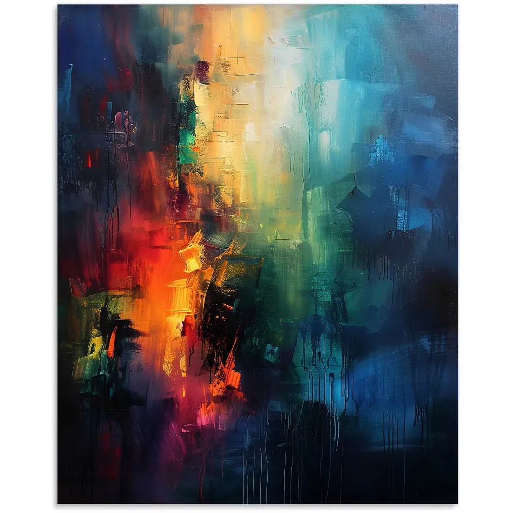 Colourful Chaos Urban Dreamscape Glass Kitchen Splashback - Multi