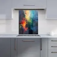 Colourful Chaos Urban Dreamscape Glass Kitchen Splashback - Multi