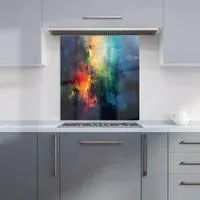 Colourful Chaos Urban Dreamscape Glass Kitchen Splashback - Multi