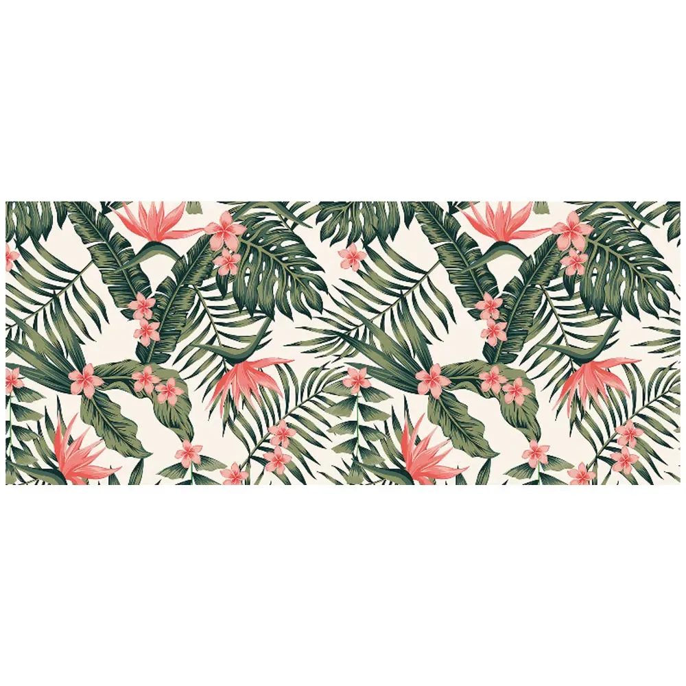 Dark Tropical Green Leaves Glass Bathroom Splashback - Multi