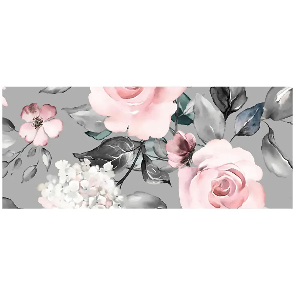 Dusty Pink Roses Glass Bathroom Splashback - Multi