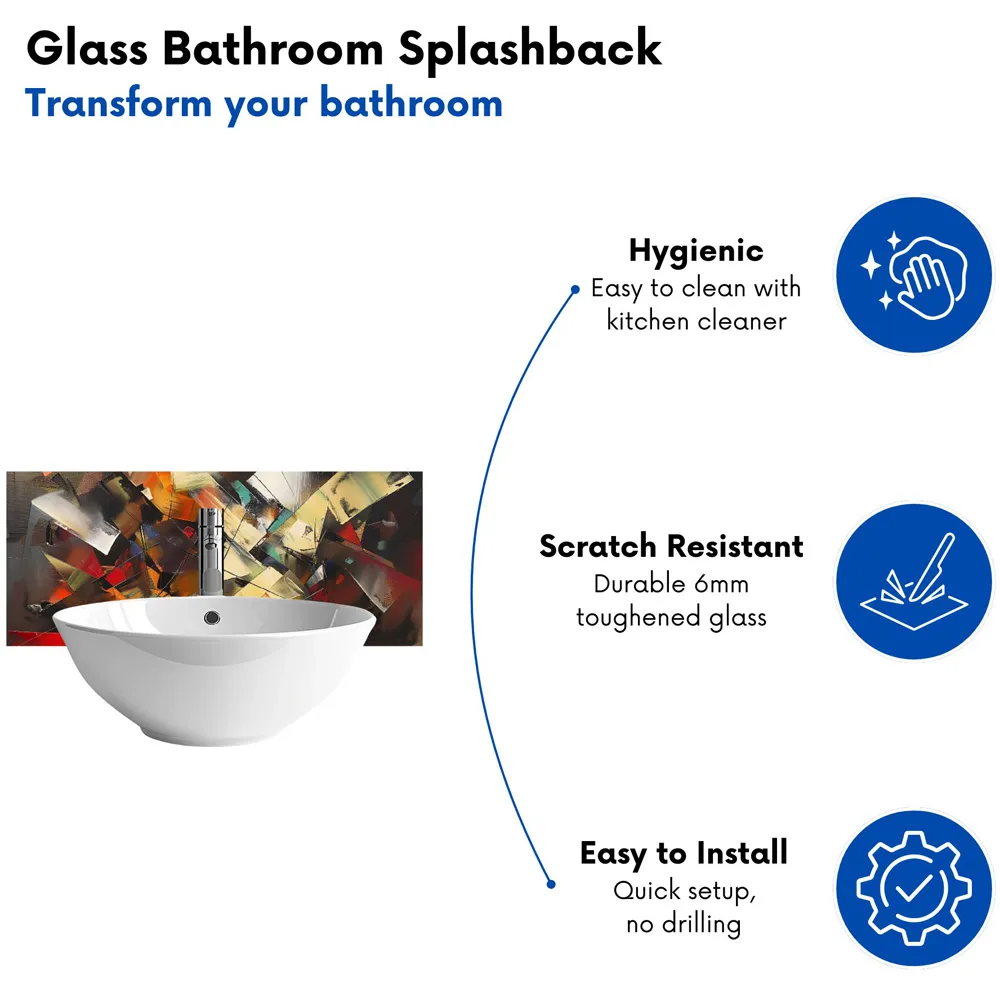 Dynamic Chaos Energy Unleashed Glass Bathroom Splashback - Multi