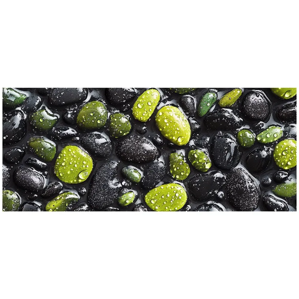 Emerald and Onyx Pebbles Bathroom Splashback - Multi