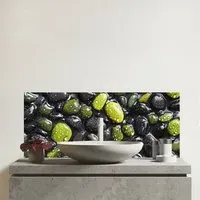 Emerald and Onyx Pebbles Bathroom Splashback - Multi