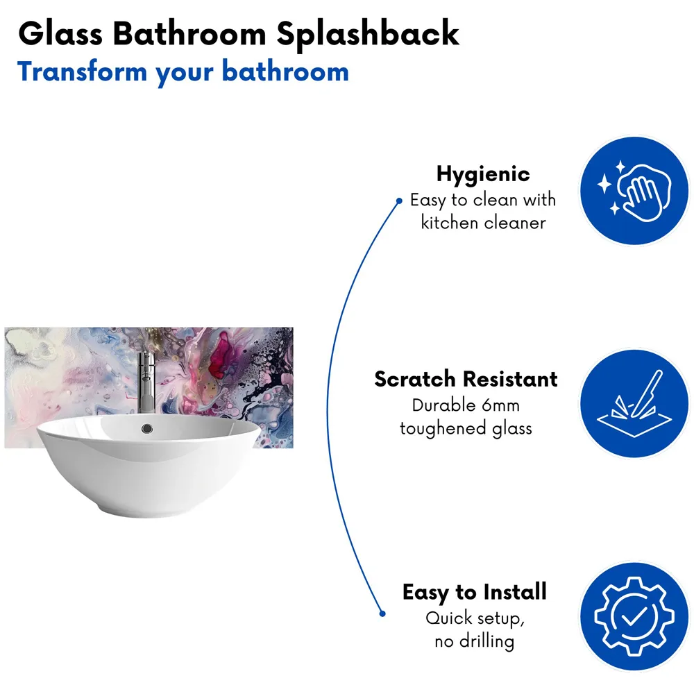 Ethereal Swirls Dreams Glass Bathroom Splashback - Multi