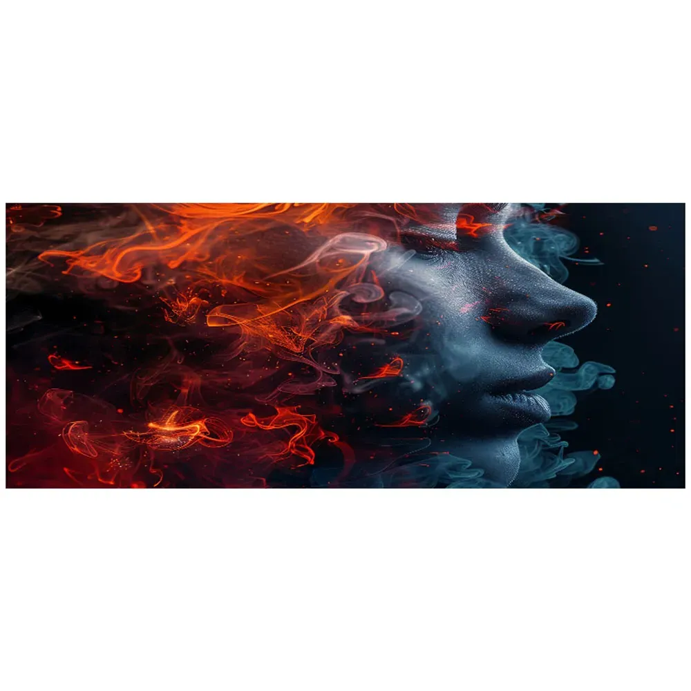 Fiery Mindscape Portrait Glass Bathroom Splashback - Multi