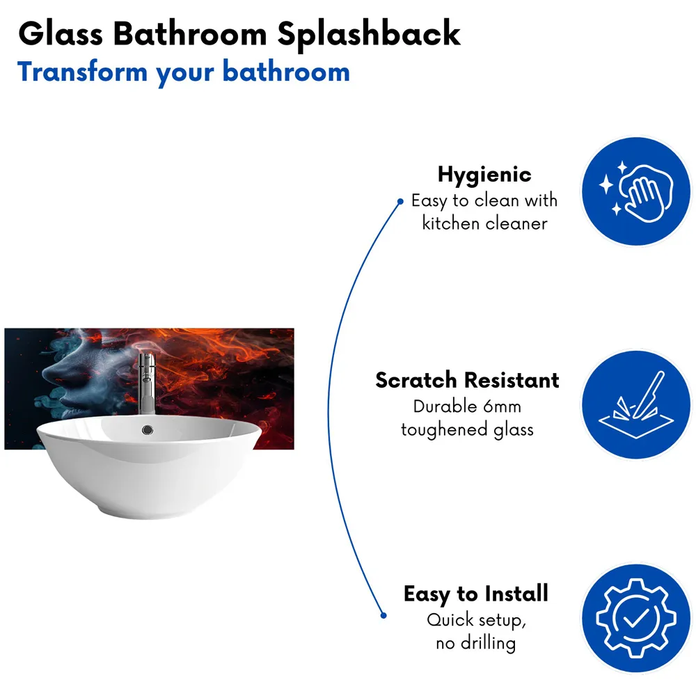 Fiery Mindscape Portrait Glass Bathroom Splashback - Multi
