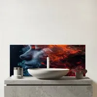 Fiery Mindscape Portrait Glass Bathroom Splashback - Multi