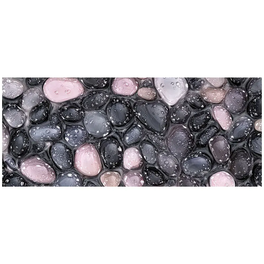 Glossy Pebbles in Soft Hues Bathroom Splashback - Multi