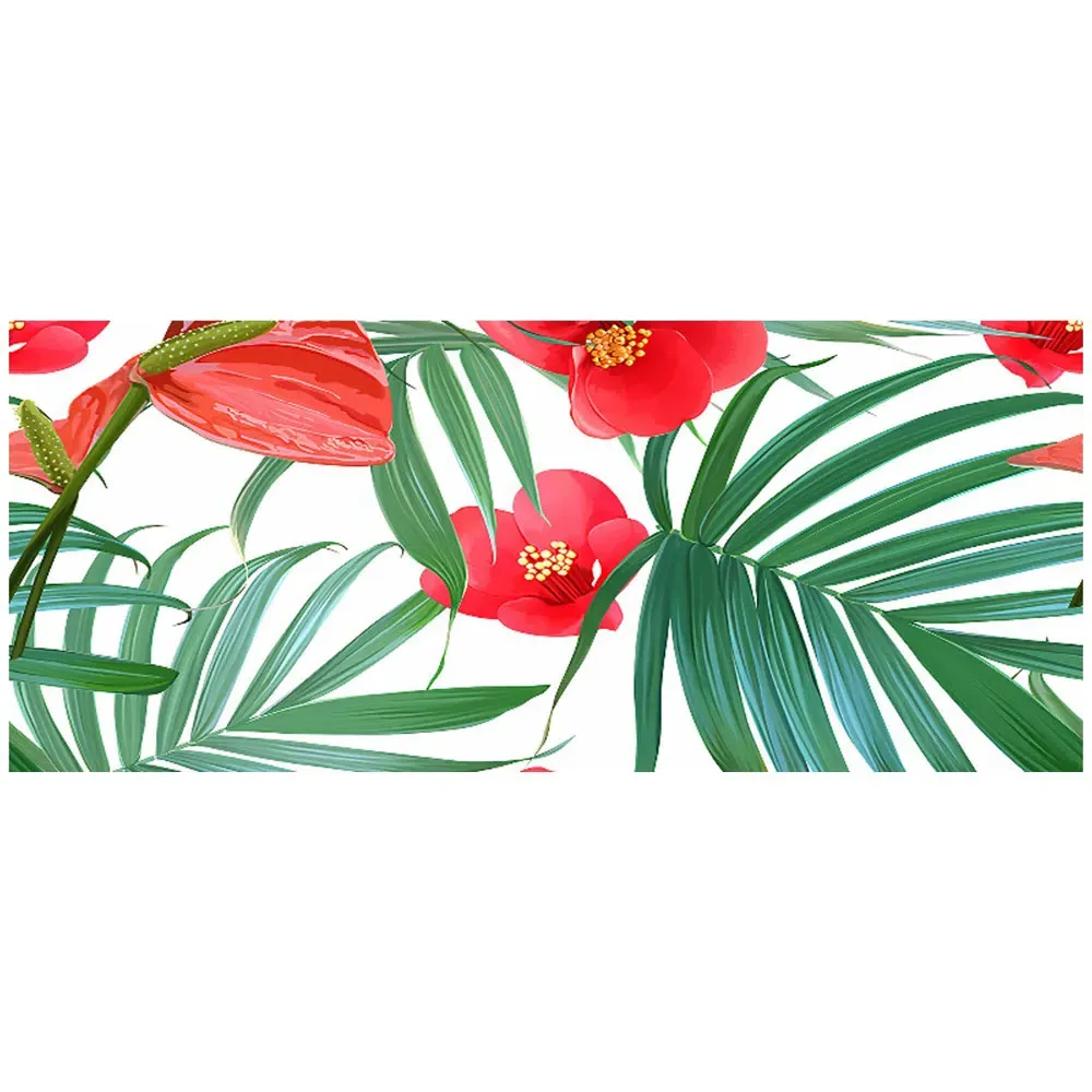 Hawaiian Tropical Flowers Glass Bathroom Splashback - Multi