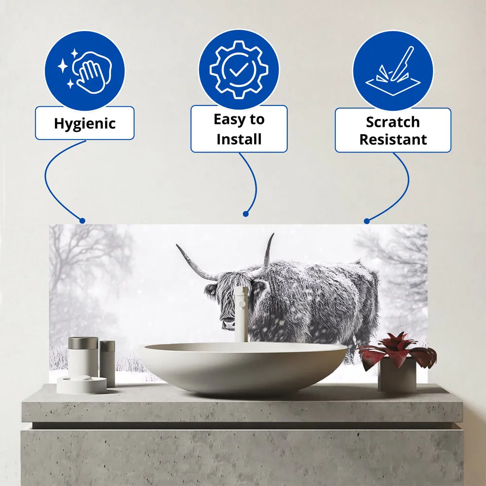 Highland Cow Bathroom Splashback - Multi