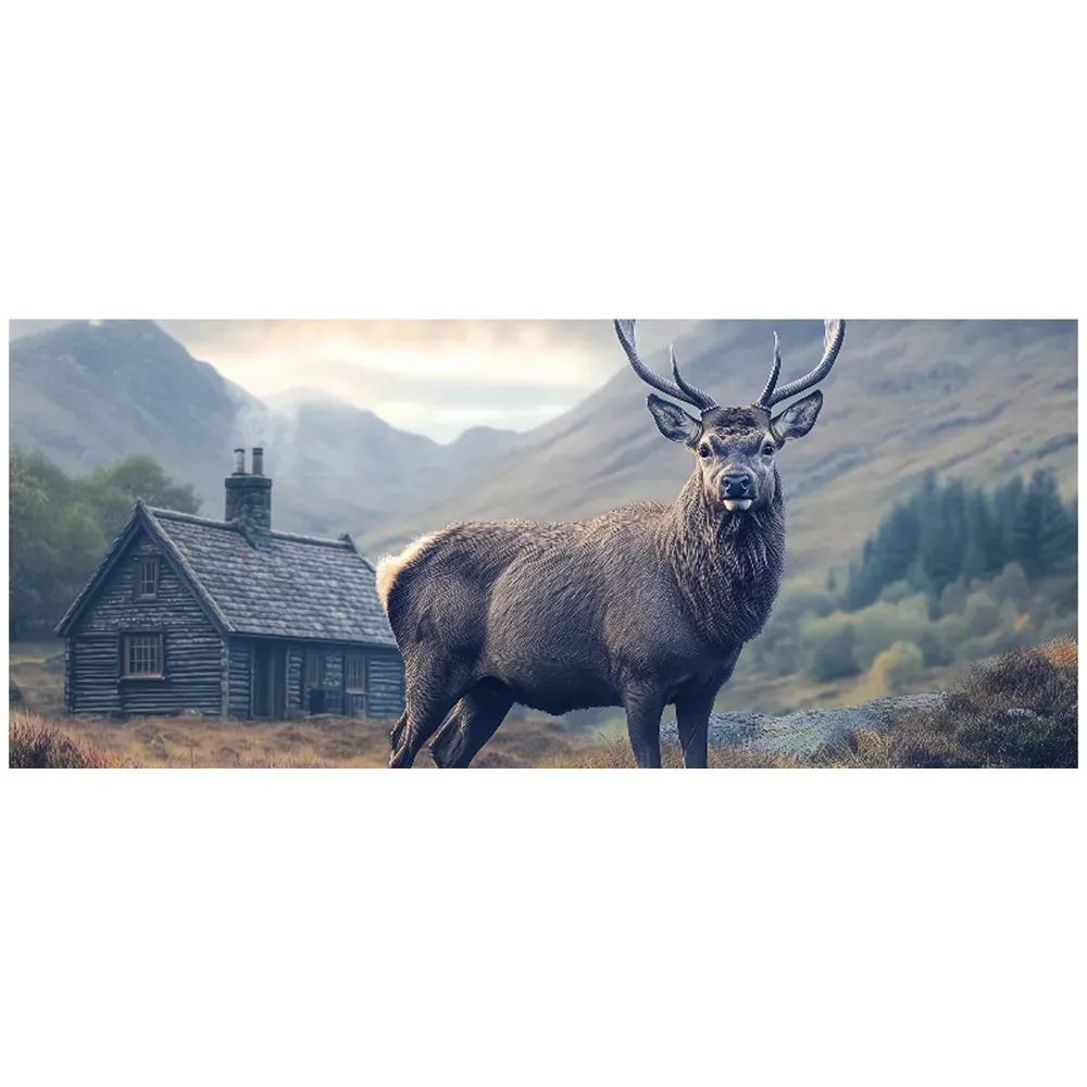 Highland Stag by the Cottage Glass Splashback - Multi