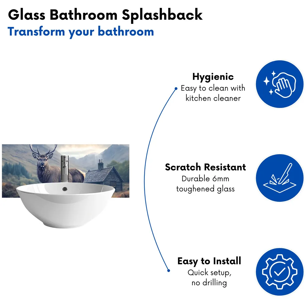 Highland Stag by the Cottage Glass Splashback - Multi