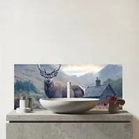 Highland Stag by the Cottage Glass Splashback - Multi