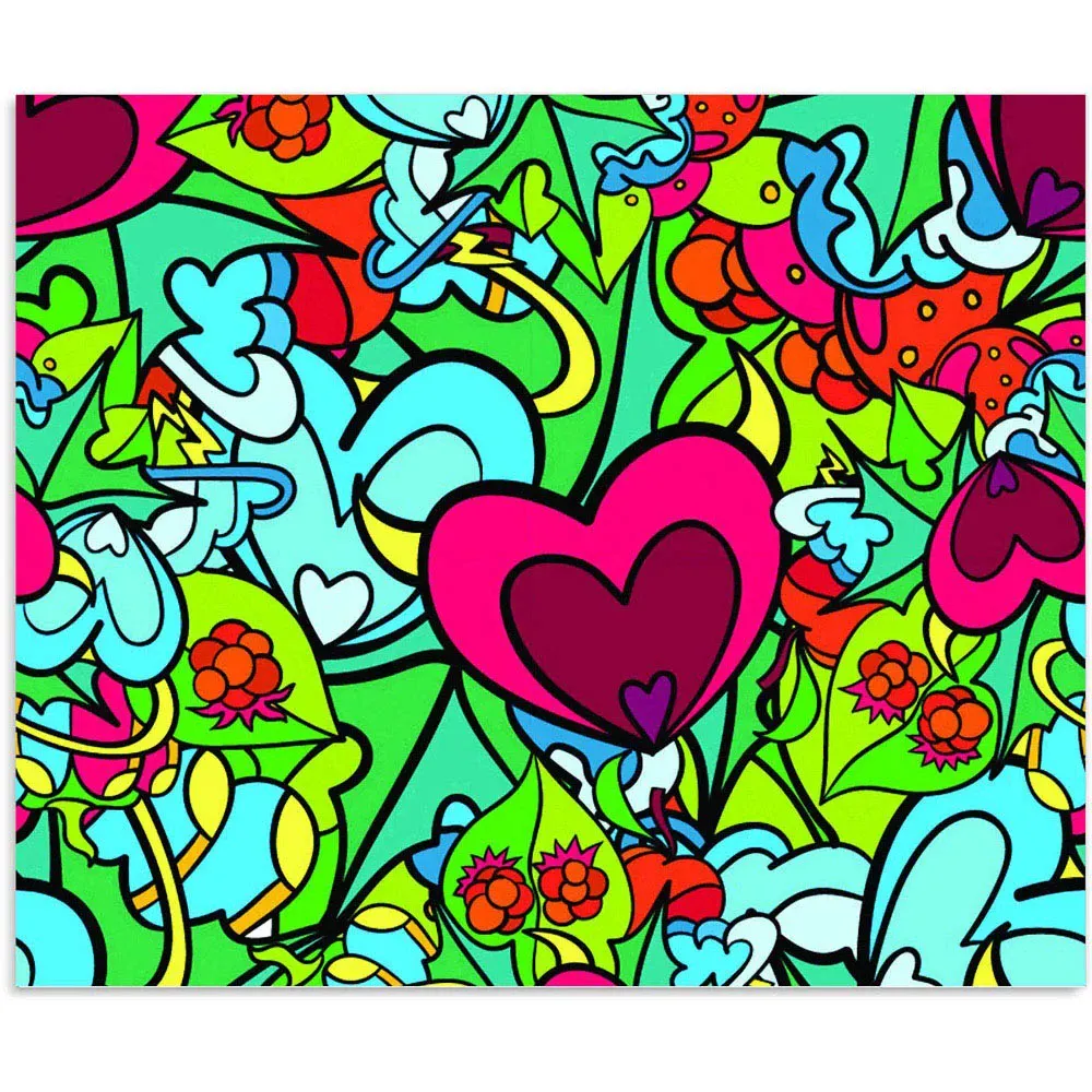 Hippie Psychedelic Pattern Glass Kitchen Splashback - Blue